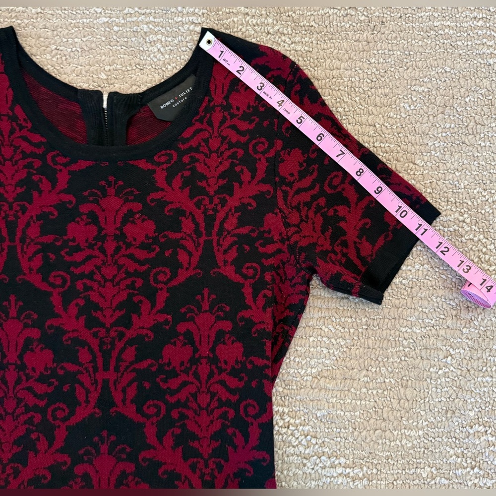 Romeo & Juliet Couture Sweater Dress Red Black Knit Date Night size M - Picture 6 of 7